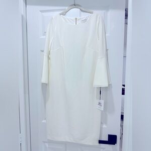 Ivory Bell Sleeve Calvin Klein Dress - 12